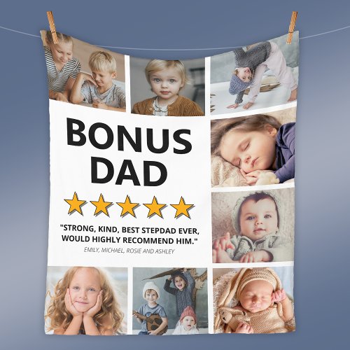 Stepdad Rating  Bonus Dad Photo Fleece Blanket