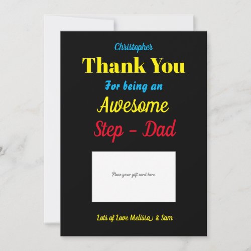 Stepdad Thank You Gift Card Holder