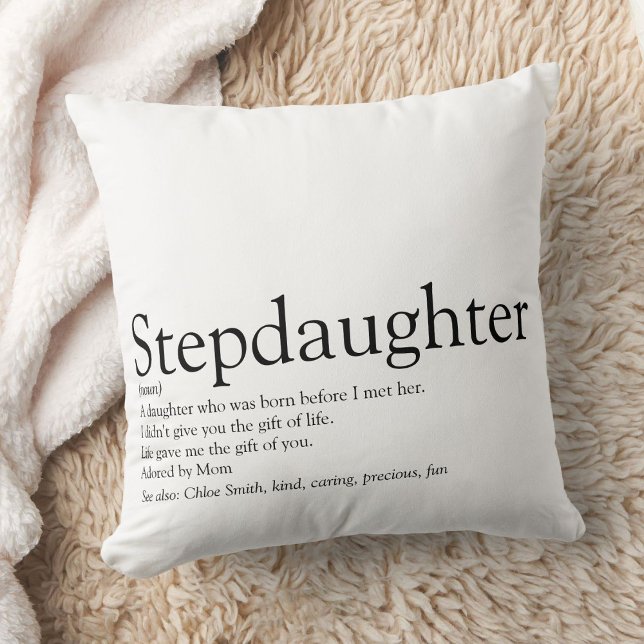 Stepdaughter Definition Black and White Modern Throw Pillow (Stepdaughter Definition Black and White Modern Throw Pillow)