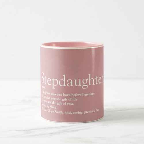 Stepdaughter Definition Fun Modern Girly Pink Two_Tone Coffee Mug