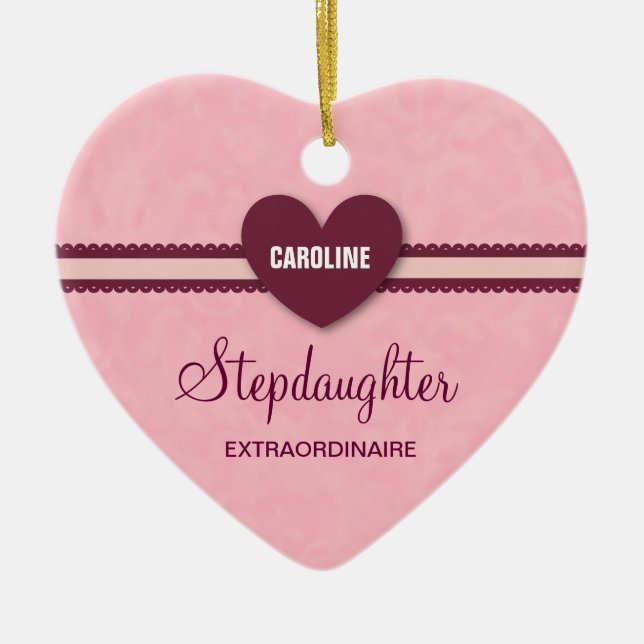 Stepdaughter Extraordinaire Heart Lace V07H Ceramic Ornament (Front)