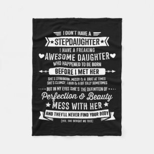 Stepdaughter For Step Bonus Dad Fathers Day Birthd Fleece Blanket