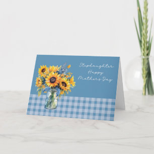 Stepdaughter Mother's Day Sunflowers in Mason Jar Card