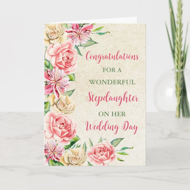 Stepdaughter Wedding Day Congratulations Card (Front)