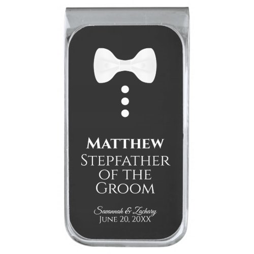 Stepfather of the Groom White Tie Tuxedo Wedding Silver Finish Money Clip