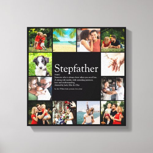 Stepfather Stepdad Definition 12 Photo Black Canvas Print