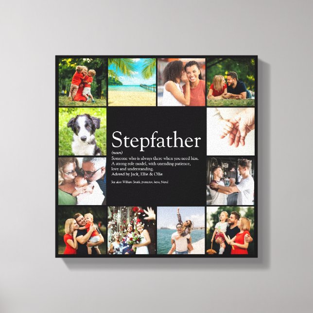 Stepfather, Stepdad Definition 12 Photo Black Canvas Print (Front)