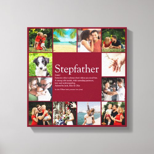 Stepfather Stepdad Definition 12 Photo Burgundy Canvas Print