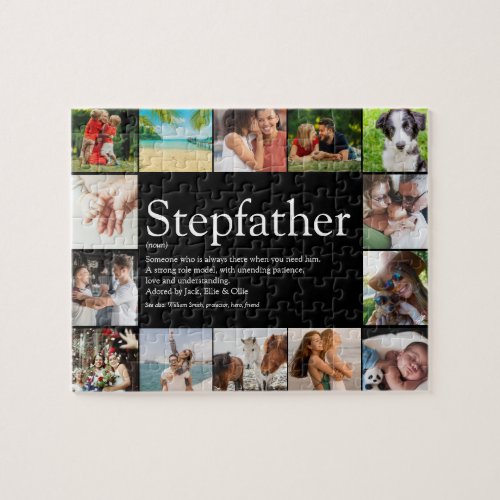Stepfather Stepdad Definition 14 Photo Black Jigsaw Puzzle