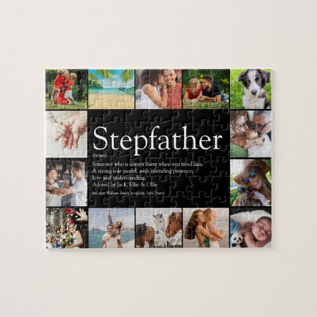 Stepfather, Stepdad Definition 14 Photo Black Jigsaw Puzzle (Horizontal)