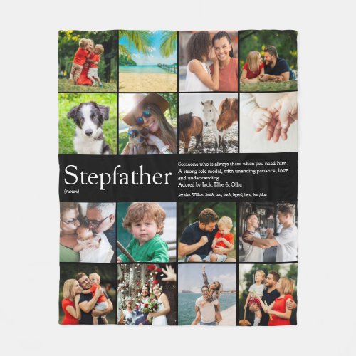 Stepfather Stepdad Definition 16 Photo Black Fleece Blanket