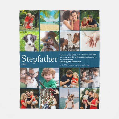 Stepfather Stepdad Definition 16 Photo Blue Fleece Blanket