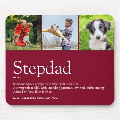 Stepfather Stepdad Definition 3 Photo Burgundy Mouse Pad