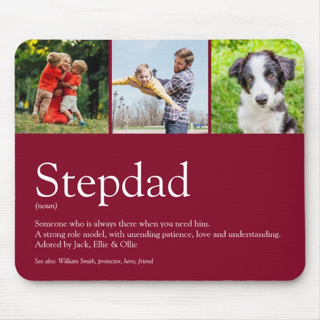Stepfather Stepdad Definition 3 Photo Burgundy Mouse Pad (Front)