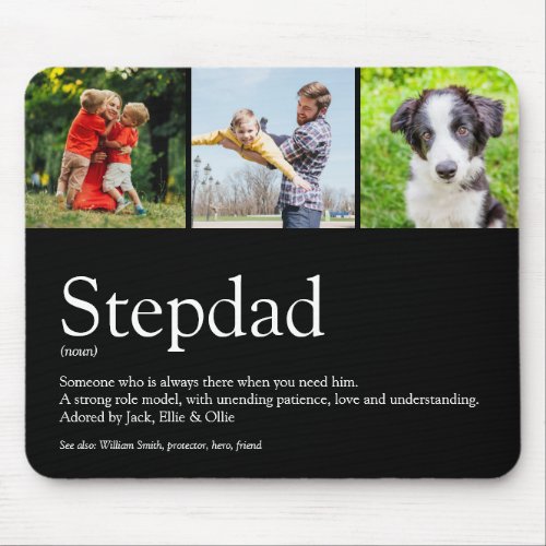 Stepfather Stepdad Definition 3 Photo Fun Black Mouse Pad