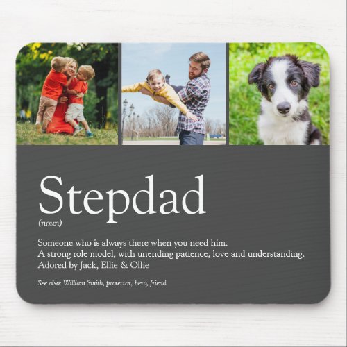 Stepfather Stepdad Definition 3 Photo Fun Gray Mouse Pad