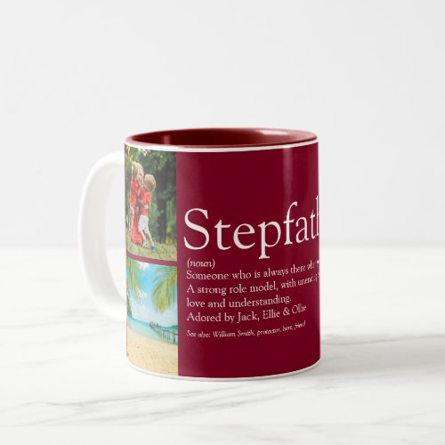 Stepfather Stepdad Definition 4 Photo Burgundy Two_Tone Coffee Mug