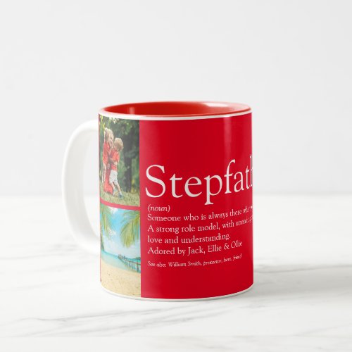 Stepfather Stepdad Definition 4 Photo Red Fun Two_Tone Coffee Mug