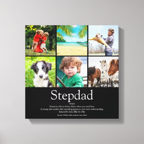 Stepfather Stepdad Definition 6 Photo Fun Black Canvas Print