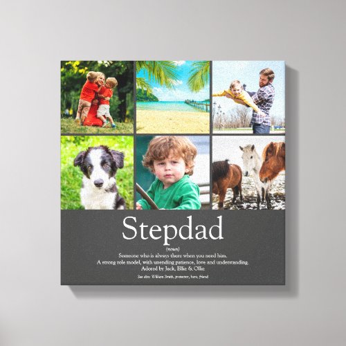 Stepfather Stepdad Definition 6 Photo Fun Gray Canvas Print
