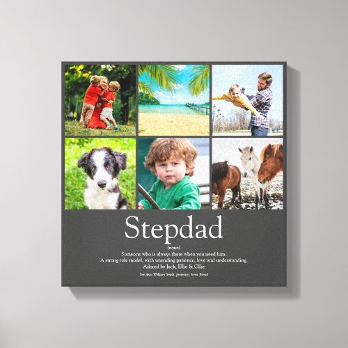 Stepfather Stepdad Definition 6 Photo Fun Gray Canvas Print