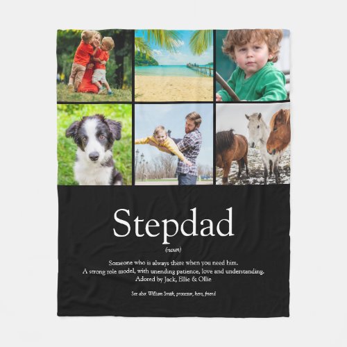 Stepfather Stepdad Definition 6 Photo Modern Black Fleece Blanket