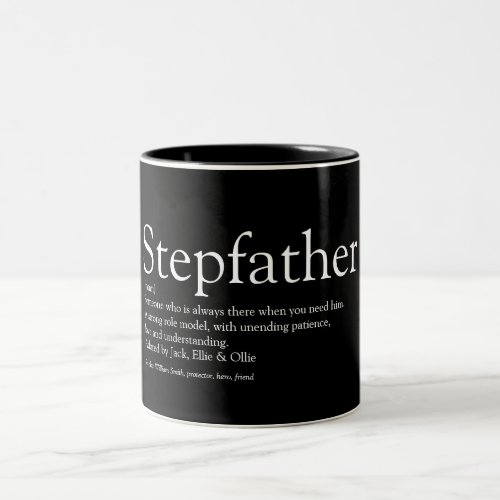 Stepfather Stepdad Definition Black and White Two_Tone Coffee Mug