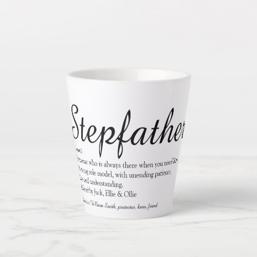 Stepfather Stepdad Definition Chic Script Fun Latte Mug