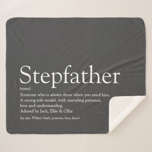Stepfather Stepdad Definition Fun Modern Gray Sherpa Blanket