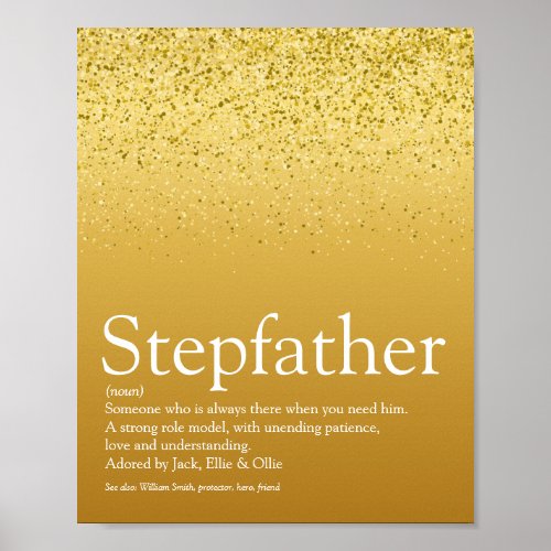 Stepfather Stepdad Definition Gold Glitter Poster