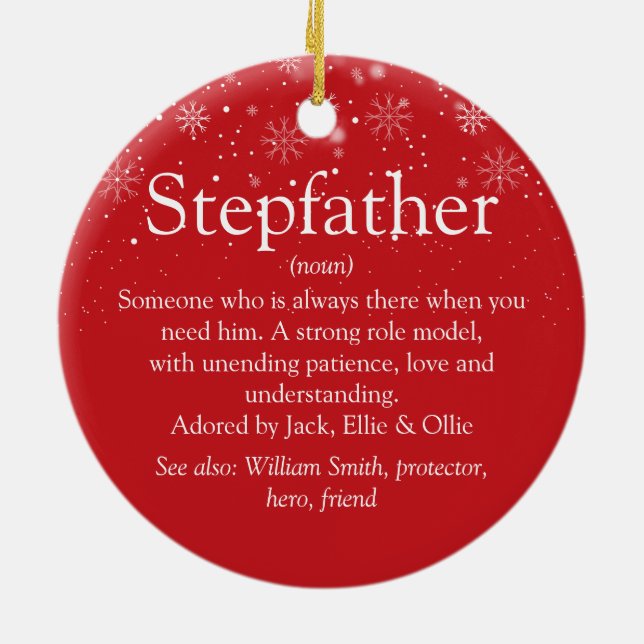 Stepfather Stepdad Definition Photo Christmas Ceramic Ornament (Back)