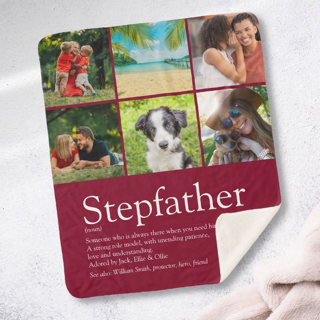 Stepfather Stepdad Fun Modern Photo Collage Sherpa Blanket (Creator Uploaded)