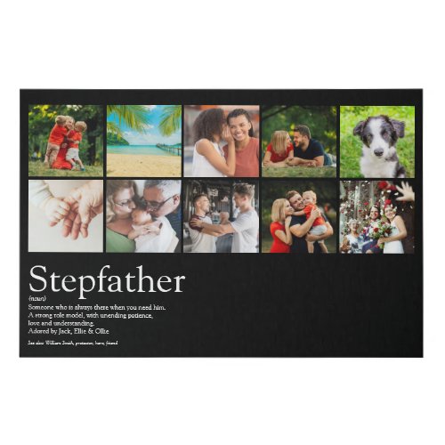 Stepfather Stepdad Photo Collage Definition Faux Canvas Print