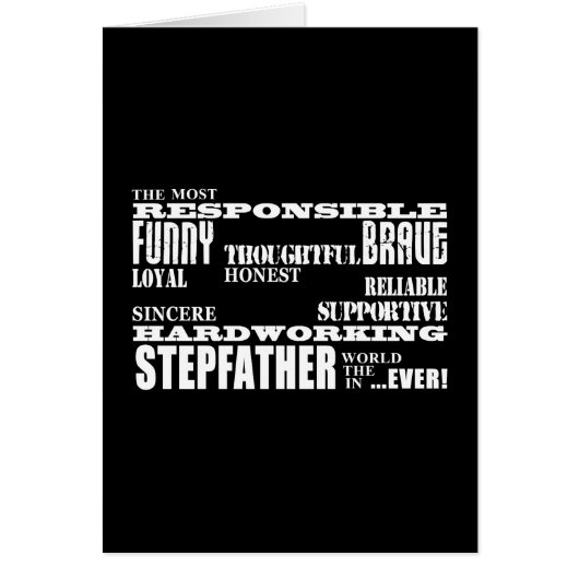 Stepfathers & Stepdads Birthdays Parties Qualities Cards (Front)