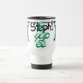 Steph! Ti-yup-ee Kitty Font and Back Travel Mug