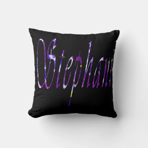 Stephanie Name Logo Black Throw Cushion