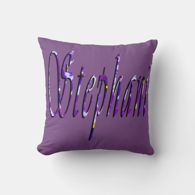 Stephanie, Name Logo, Purple Throw Cushion (Front)
