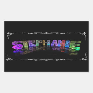 Stephanie - The Name Stephanie in 3D Lights (Phot Rectangular Sticker
