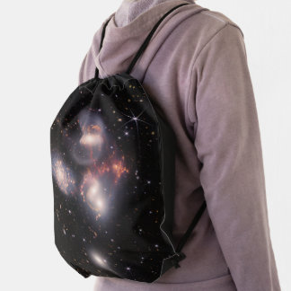 Stephan's Quintet 5 Galaxies Deep Field James Webb Drawstring Bag