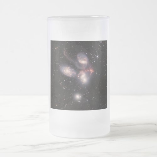 Stephans Quintet 5 Galaxies Deep Field James Webb Frosted Glass Beer Mug