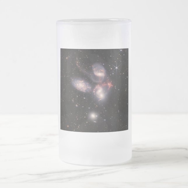 Stephan's Quintet 5 Galaxies Deep Field James Webb Frosted Glass Beer Mug (Center)