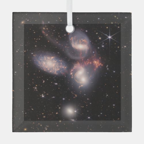 Stephans Quintet 5 Galaxies Deep Field James Webb Glass Ornament