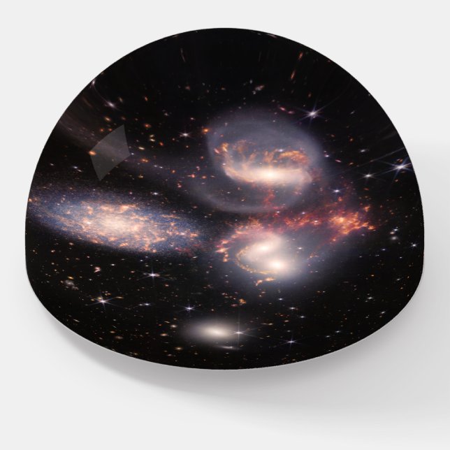 Stephan's Quintet 5 Galaxies Deep Field James Webb Paperweight (Angled)