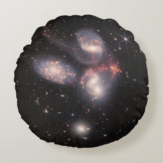 Stephan's Quintet 5 Galaxies Deep Field James Webb Round Pillow (Front)