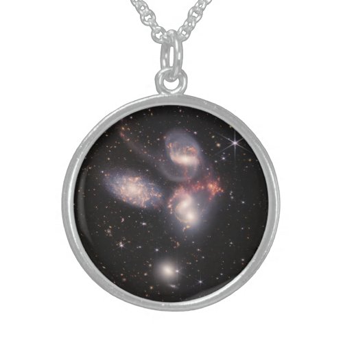 Stephans Quintet 5 Galaxies Deep Field James Webb Sterling Silver Necklace