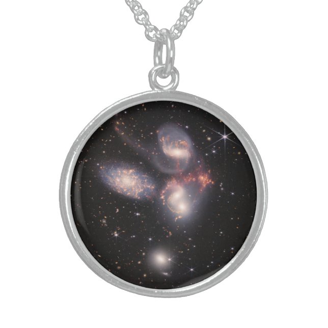 Stephan's Quintet 5 Galaxies Deep Field James Webb Sterling Silver Necklace (Front)