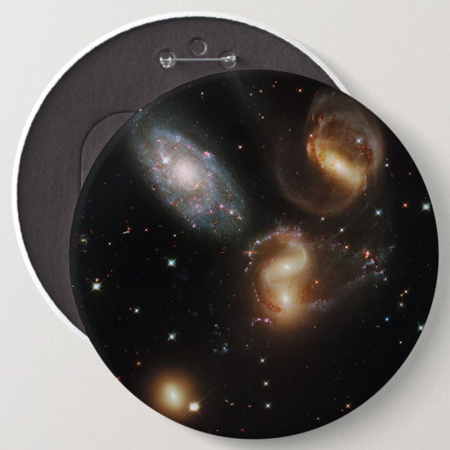 Stephan's Quintet: A Galaxy Galactic Wreckage Button (Front & Back)