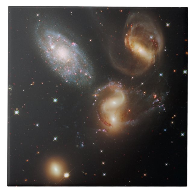 Stephan's Quintet: A Galaxy Galactic Wreckage Ceramic Tile (Front)