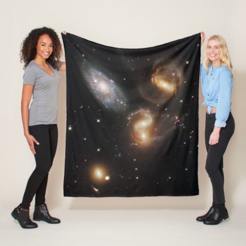 Stephans Quintet A Galaxy Galactic Wreckage Fleece Blanket