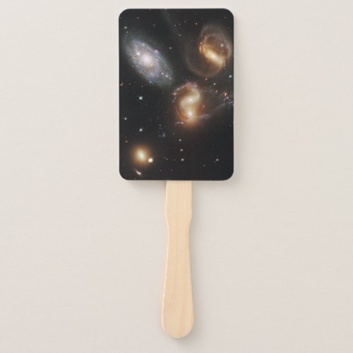 Stephans Quintet A Galaxy Galactic Wreckage Hand Fan